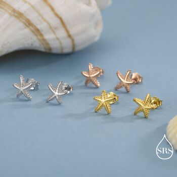 Sterling Silver Little Star Fish Stud Earrings, 7 of 12