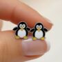 Girls Sterling Silver Penguin Stud Earrings, thumbnail 3 of 8