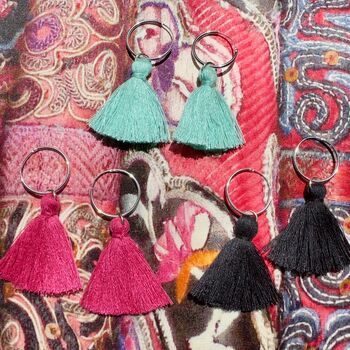 Sterling Silver Hoop Earrings Adorned With Tassels, 6 of 9