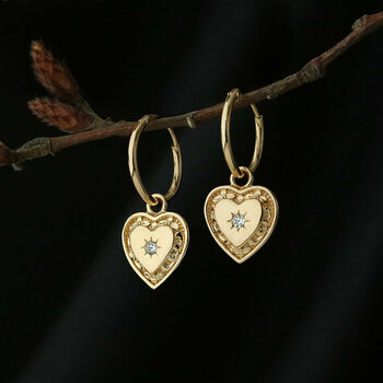 Heart Cubic Zirconia Hoop Earrings Silver Or Gold, 4 of 5