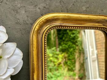 Distressed Gold Portrait Mirror With Beaded Frame Decor, 2 of 8