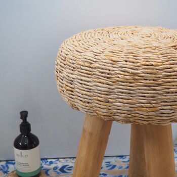 Wooden Stool With Wicker Seat, 4 of 7