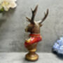 19cm Red Gentleman Stag Bust Ornament – Regal Deer Suit Figurine, thumbnail 6 of 12