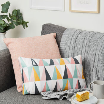 Pastel Scandi Triangle Print Scatter Cushion, 2 of 2