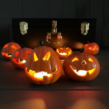 Pumpkin Halloween Decoration With Tealight, 2 of 4