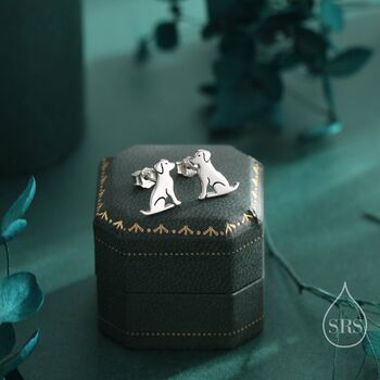Sterling Silver Tiny Labrador Dog Stud Earrings, 2 of 12