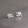 Sterling Silver Leaves Stud Earrings, thumbnail 1 of 10