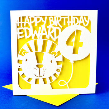 Cute Lion Personalised Kids Birthday Card, 2 of 4