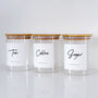 Set Of Tea, Coffee And Sugar Jars With Bamboo Lids, thumbnail 7 of 9
