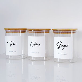 Set Of Tea, Coffee And Sugar Jars With Bamboo Lids, 7 of 9