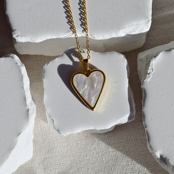 White Shell Heart Pendant Necklace, 3 of 7