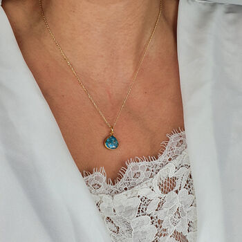 Blue Turquoise December Birthstone Gold Plated Necklace, 2 of 7