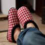 Turbo Red And White Dogtooth Mens Slippers Indoor/Garden Shoes, thumbnail 11 of 11