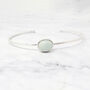 March Birthstone Aquamarine Minimalist Silver Bangle, thumbnail 1 of 6