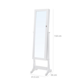 Lockable LED Lighting Mirrored Jewellery Cabinet, 6 of 6