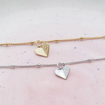 Initial Heart Anklet In Silver Or 18ct Gold Vermeil, 2 of 6