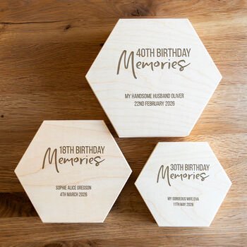 Personalised Milestone Birthday Hexagon Keepsake Box 18th 21st 30th 40th, 4 of 6