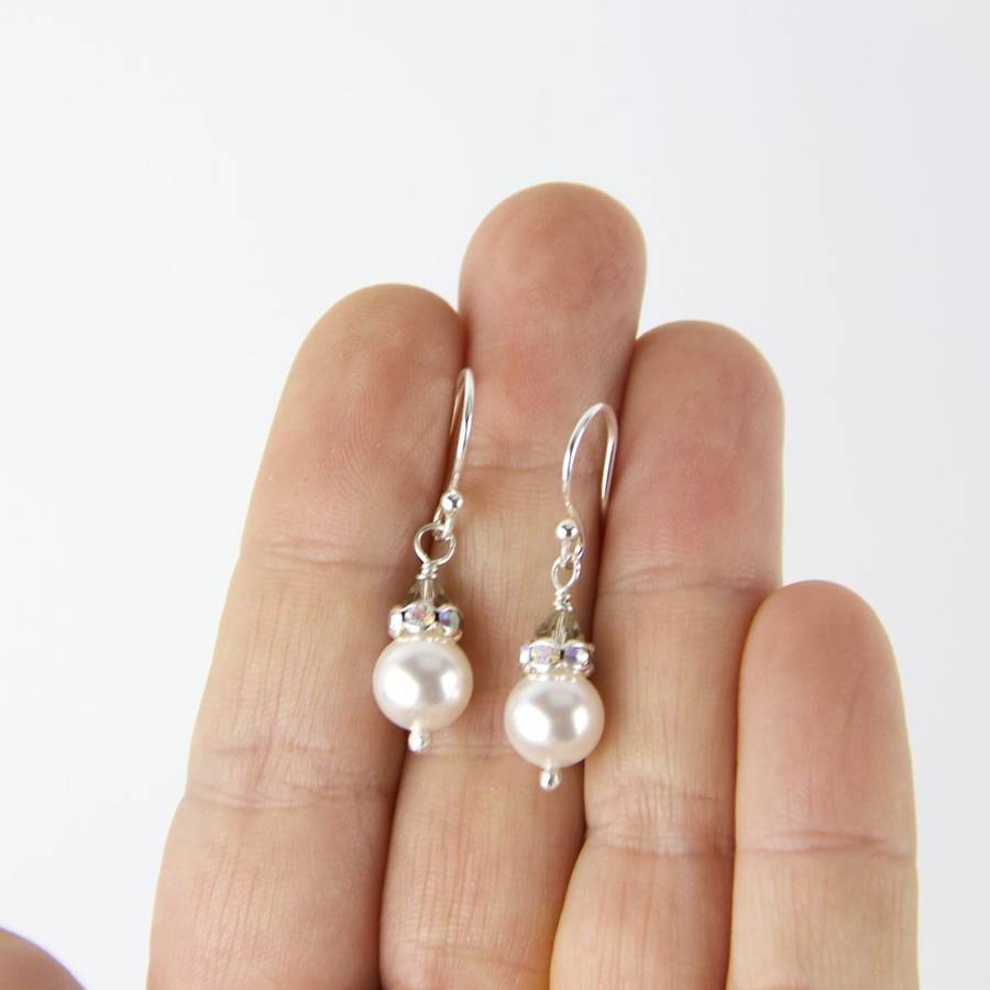 sterling silver pearl drop earrings by gama weddings ...