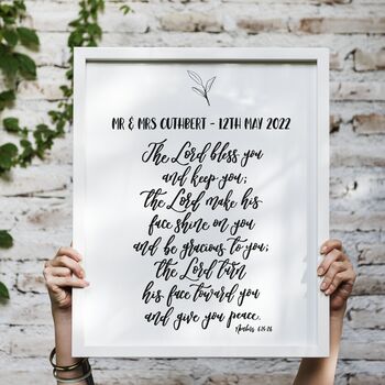 Personalised Wedding Blessing Print – Numbers Six:24–26, 3 of 5