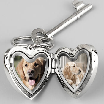 Personalised Paw Print Heart Photo Frame Keyring, 4 of 4