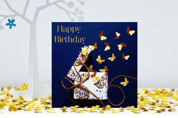 70th Birthday Butterfly Blue Hydrangea Card, Not 3D, 9 of 9