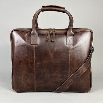 Cognac Leather Laptop Carry All Bag, 5 of 8