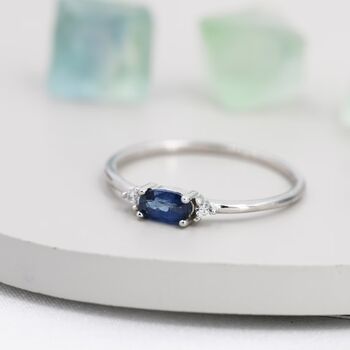 Natural Sapphire Blue Ring In Sterling Silver, 4 of 11