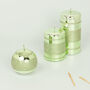 G Decor Green Glass Effect Striped Glitter Candles, thumbnail 1 of 6