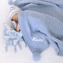 Personalised Elephant Comforter And Cable Blanket Blue, thumbnail 3 of 9