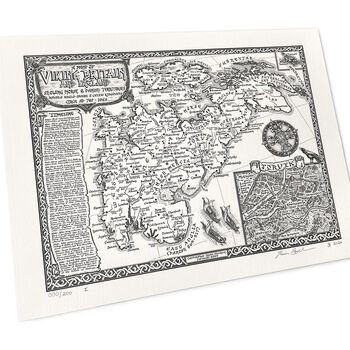 Viking Britain Map Hand Drawn Fine Art Print, 4 of 12
