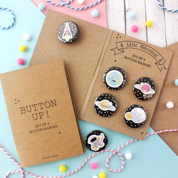 Spaced Out! Cute Space Themed Badges, Pack Of Four, 5 of 10