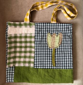 Linen And Cotton Patchwork Tote, 10 of 12