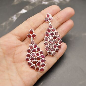 Red Ruby Sterling Silver Earrings, 5 of 10