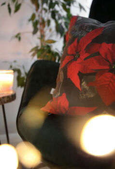 Poinsettia Cushion Cover Charcoal, 8 of 8