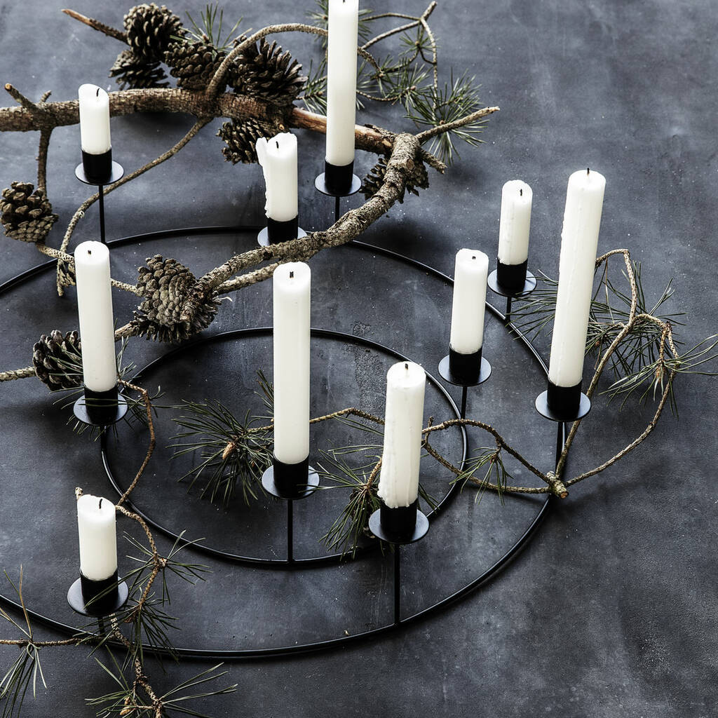 Black Round Dinner Candle Holder By Marquis & Dawe