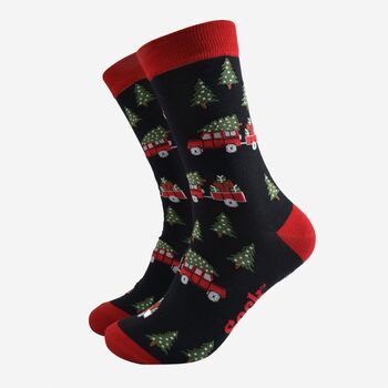 Men's Bamboo Socks Christmas Tree Off Roader, 2 of 5