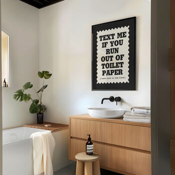 Text Me Funny Bathroom Wall Art Print, 8 of 9