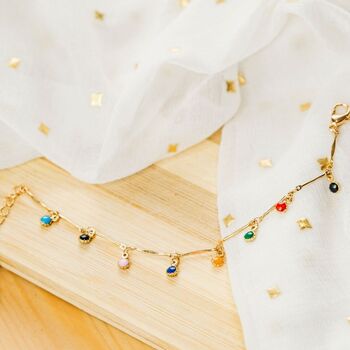 Gold Plated And Silver Colourful Dangle Dainty Anklets, 4 of 4