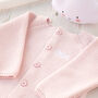 Toffee Moon Baby Girl's Pale Pink Personalised Cardigan, thumbnail 3 of 12