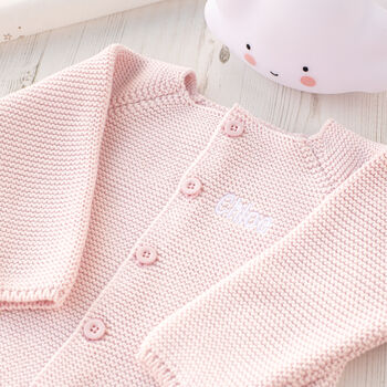 Toffee Moon Baby Girl's Pale Pink Personalised Cardigan, 3 of 12