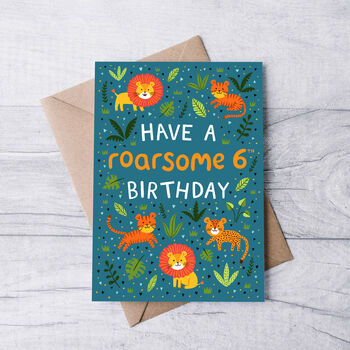 Any Age Lion Birthday Card, Boys, Kids Age Birthday Card, 7 of 7