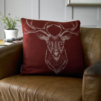 Stag Mulberry Faux Cashmere Cushion, 2 of 3