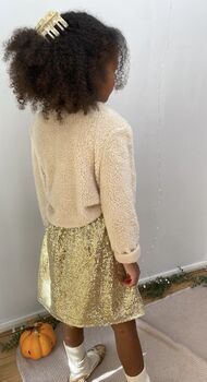 Girls Gold Sequin Party Skirt, 3 of 10