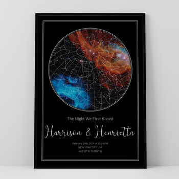 Personalised Star Map Print Classic Circle Design, 3 of 12