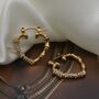 18 Kt Gold Pave Bamboo Heart Hoop Earrings, thumbnail 9 of 9