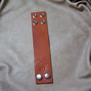 Wide Personalised Leather Bracelet With Silver Button, 7 of 11