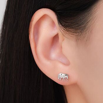 Sterling Silver Elephant And Giraffe Stud Earrings, 2 of 10