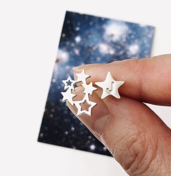 Mismatched Magic Star With Initial Earrings, 8 of 12