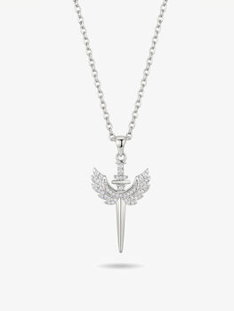 Gold Or Silver Sparkling Sword With Wings Pendant Necklace, Jewellery Gift For Her, 4 of 4