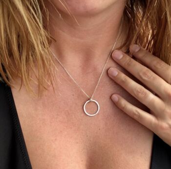 Handmade Hammered Silver Or Gold Circle Sheila Necklace, 9 of 12